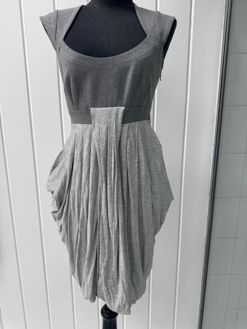 KAREN MILLEN GRAY RUCHED DRESS UK 8 US 4